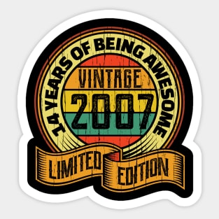 14 years of being awesome vintage 2007 Limited edition Sticker